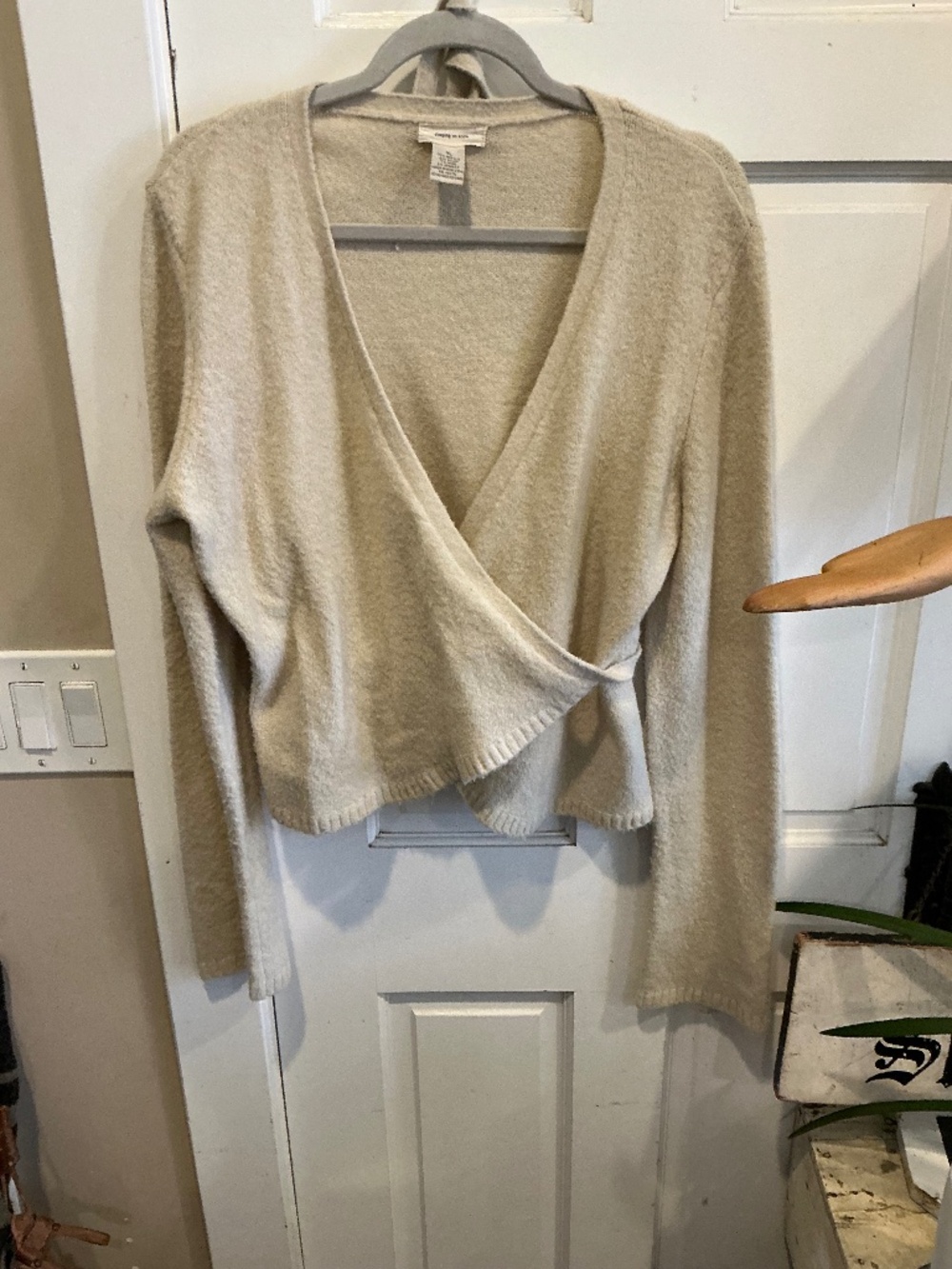 Sleeping on Snow wrap sweater in wood blend!  Size xl